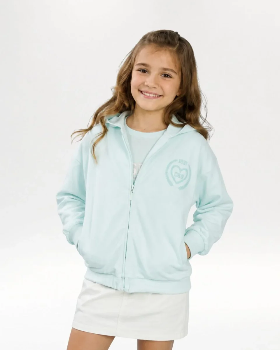 Chaqueta chándal niña aguamarina | Con capucha
