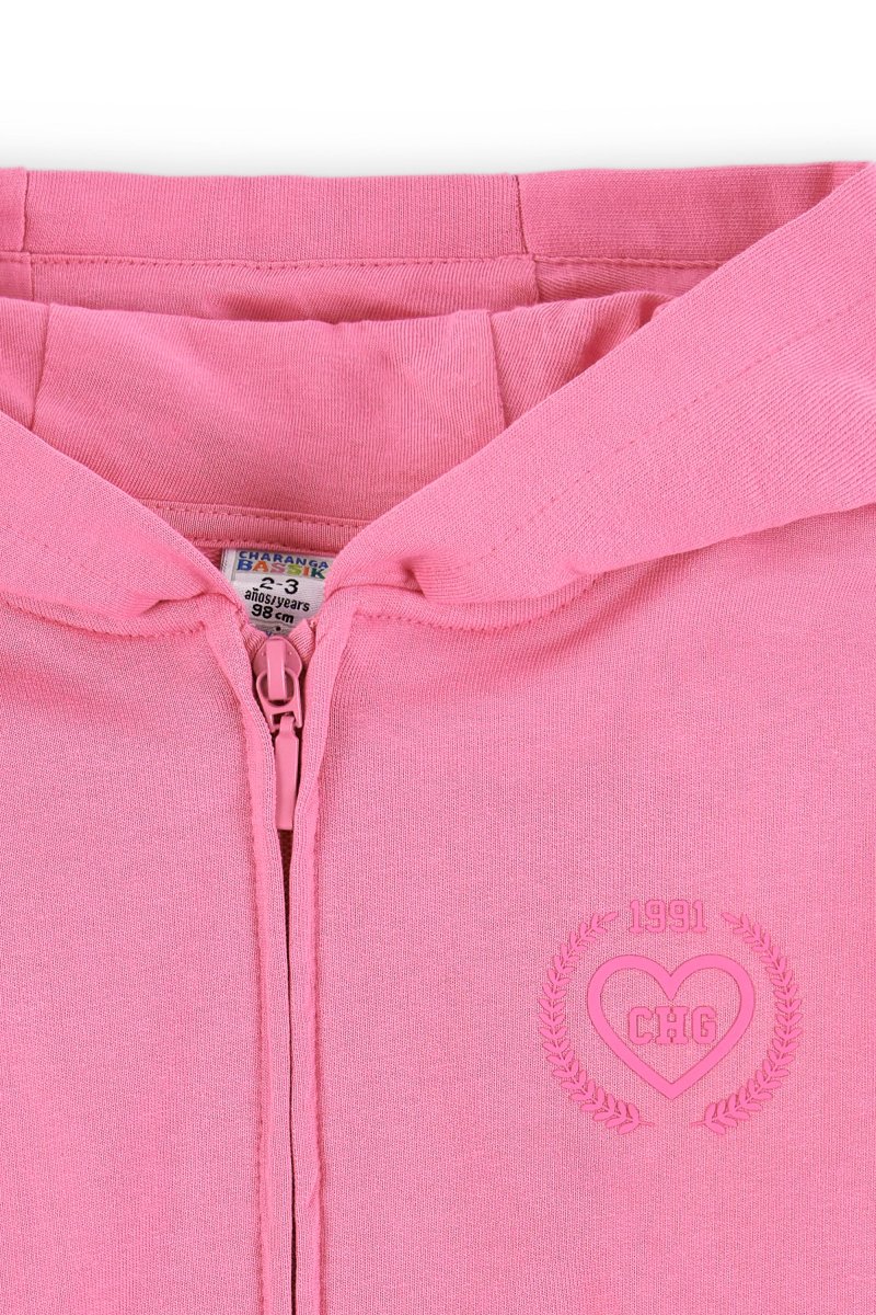 Chaqueta chándal niña fucsia | Con capucha - Imagen 3