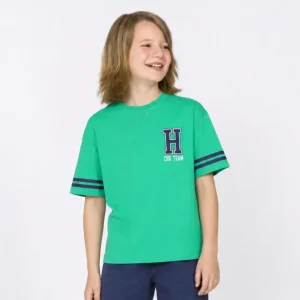 Camiseta de niño verde manga corta