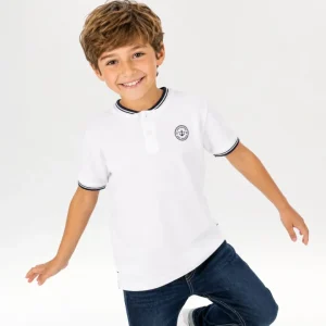 Polo niño blanco cuello mao