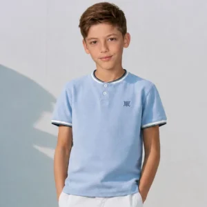 Polo de niño celeste | Cuello mao