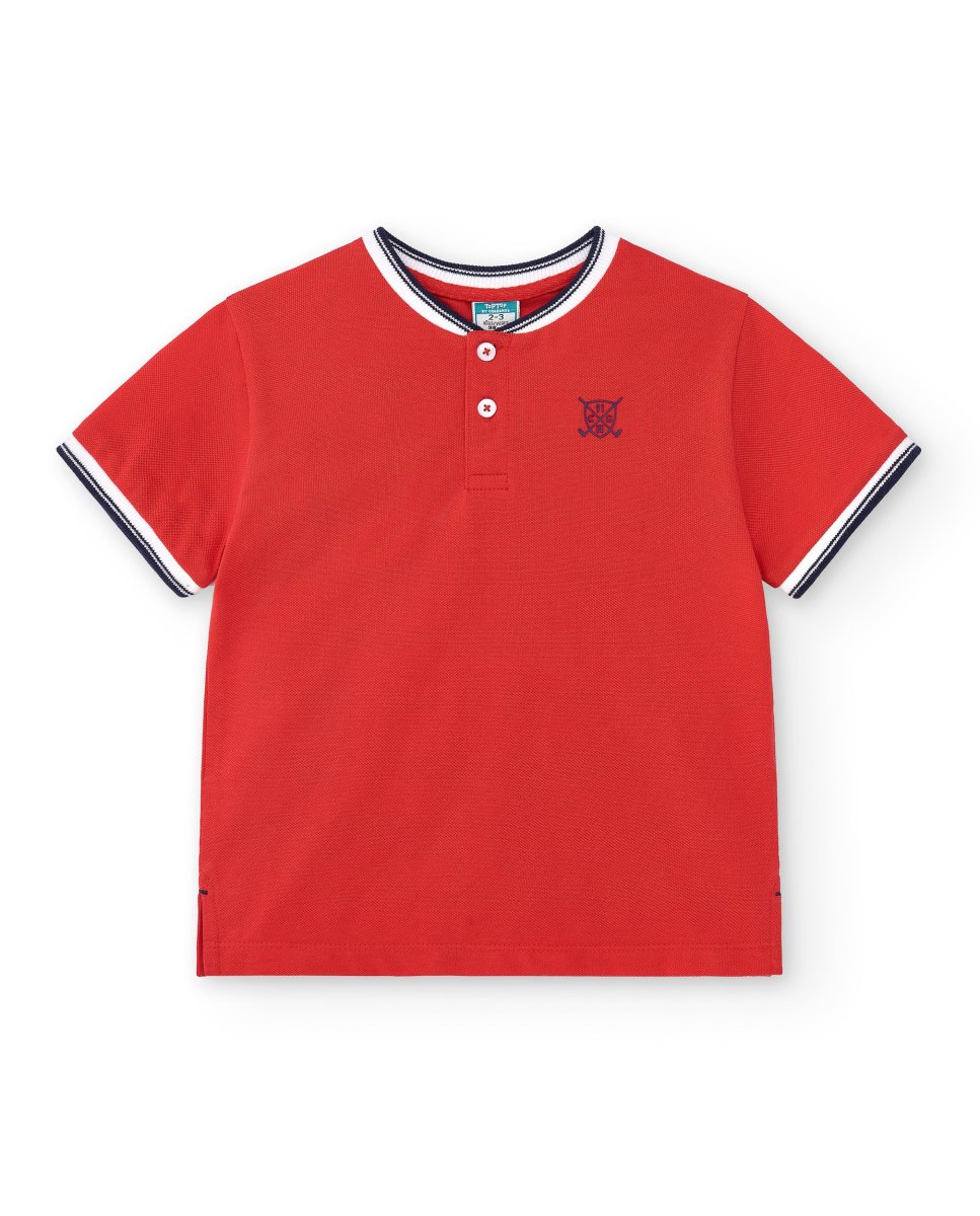 Polo niño rojo cuello mao - Imagen 3