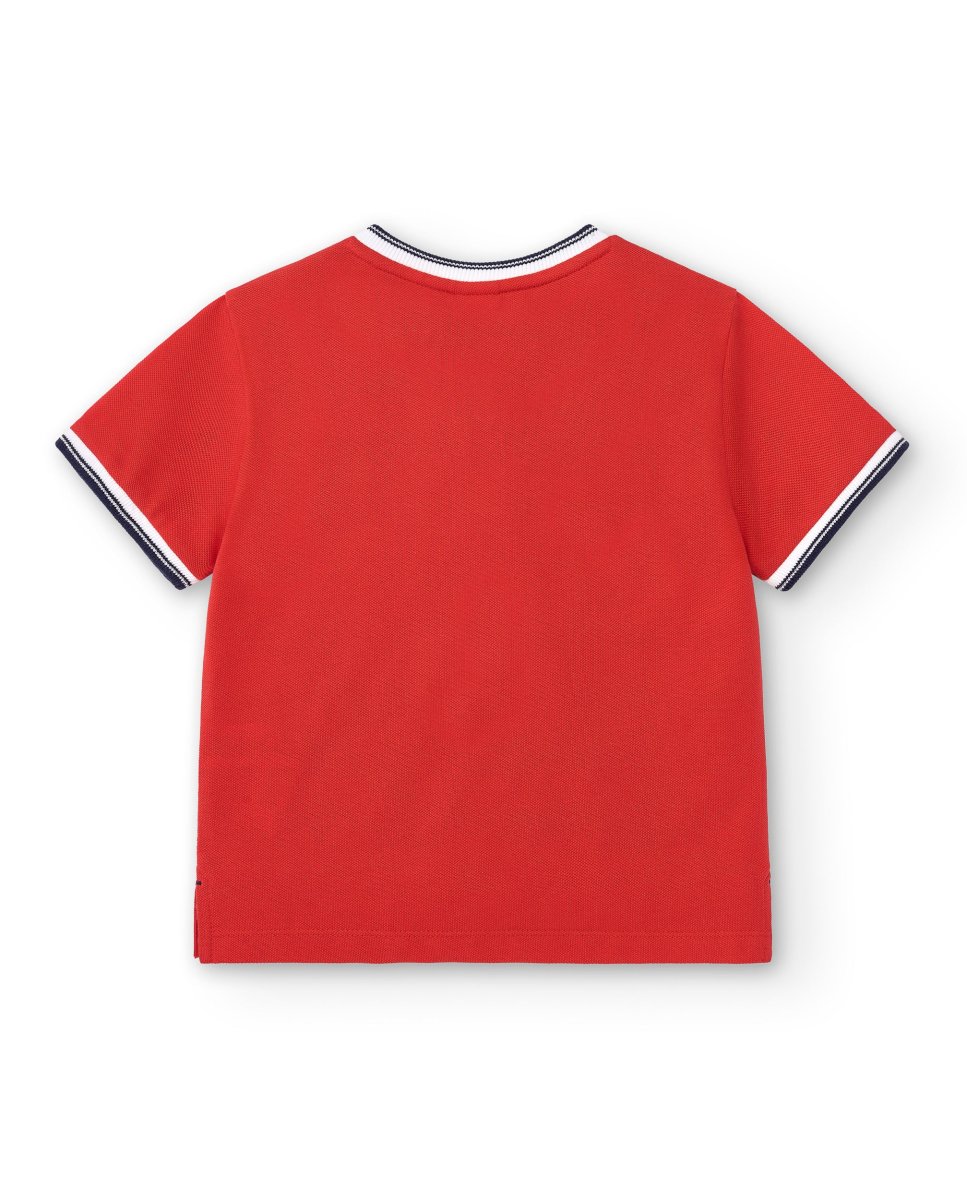 Polo niño rojo cuello mao - Imagen 5