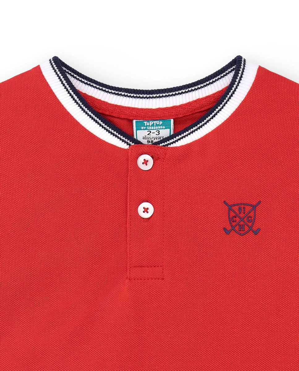 Polo niño rojo cuello mao - Imagen 4