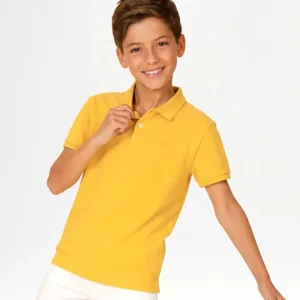 Polo niño mostaza manga corta