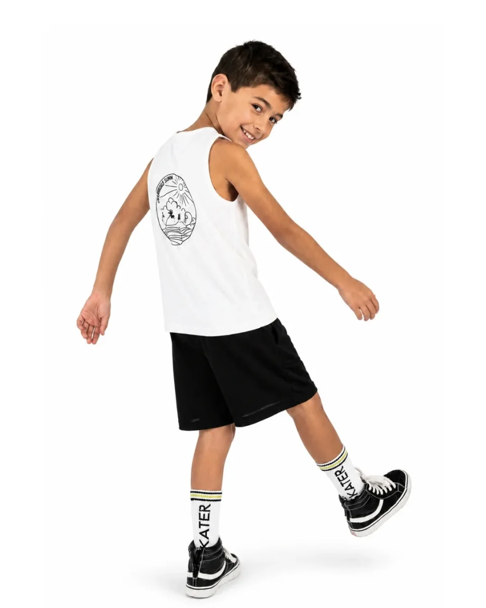 Camiseta sin mangas de niño blanco Surf Wave