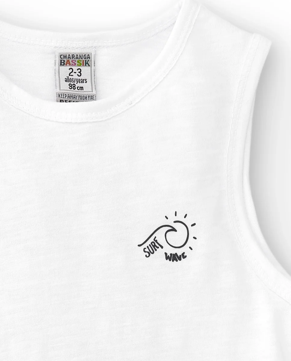 Camiseta sin mangas de niño blanco Surf Wave - Imagen 4