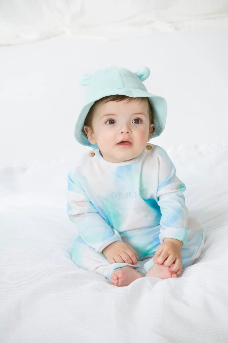 Pantalón recién nacido verde agua claro tie dye - Imagen 4