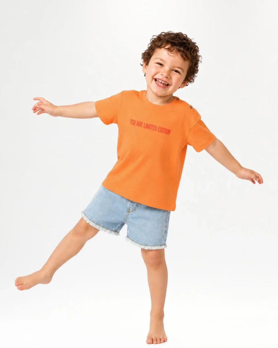 Camiseta bebé naranja manga corta - Imagen 5