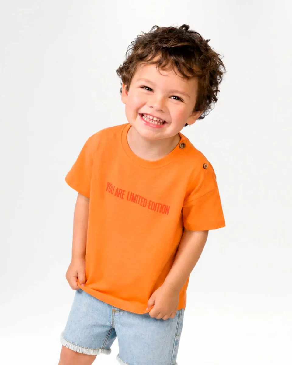 Camiseta bebé naranja manga corta - Imagen 2