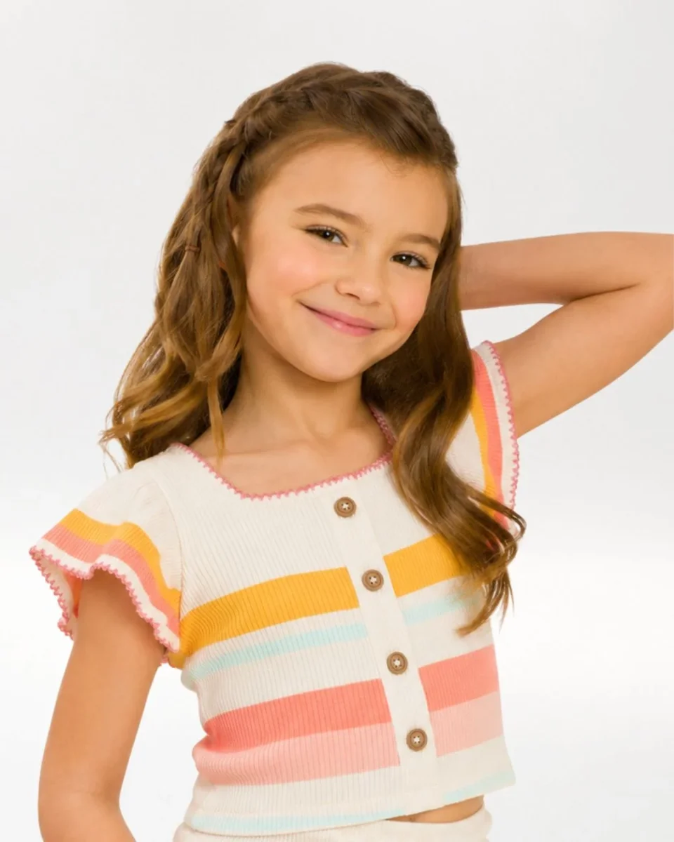Camiseta niña rayas multicolor - Imagen 2