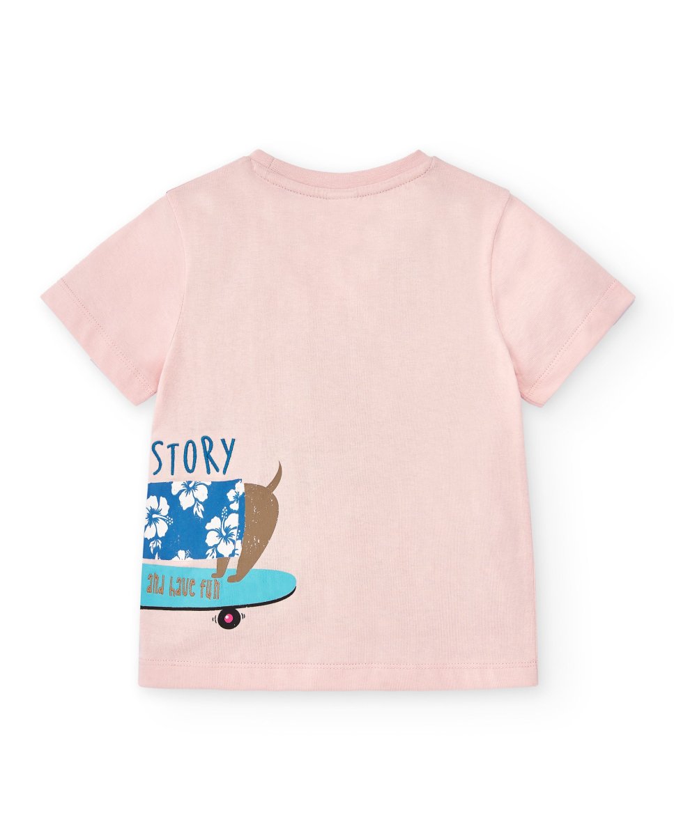 Camiseta niño rosa perro salchicha skate - Imagen 5