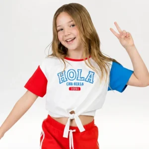 Camiseta niña corta con nudo