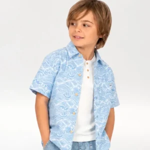 Camisa niño azul olas