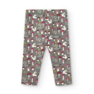 Legging niña gris con estampado de conejitos y setas
