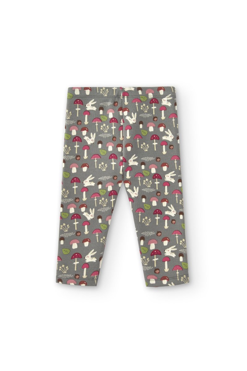 Legging niña gris con estampado de conejitos y setas - Imagen 2