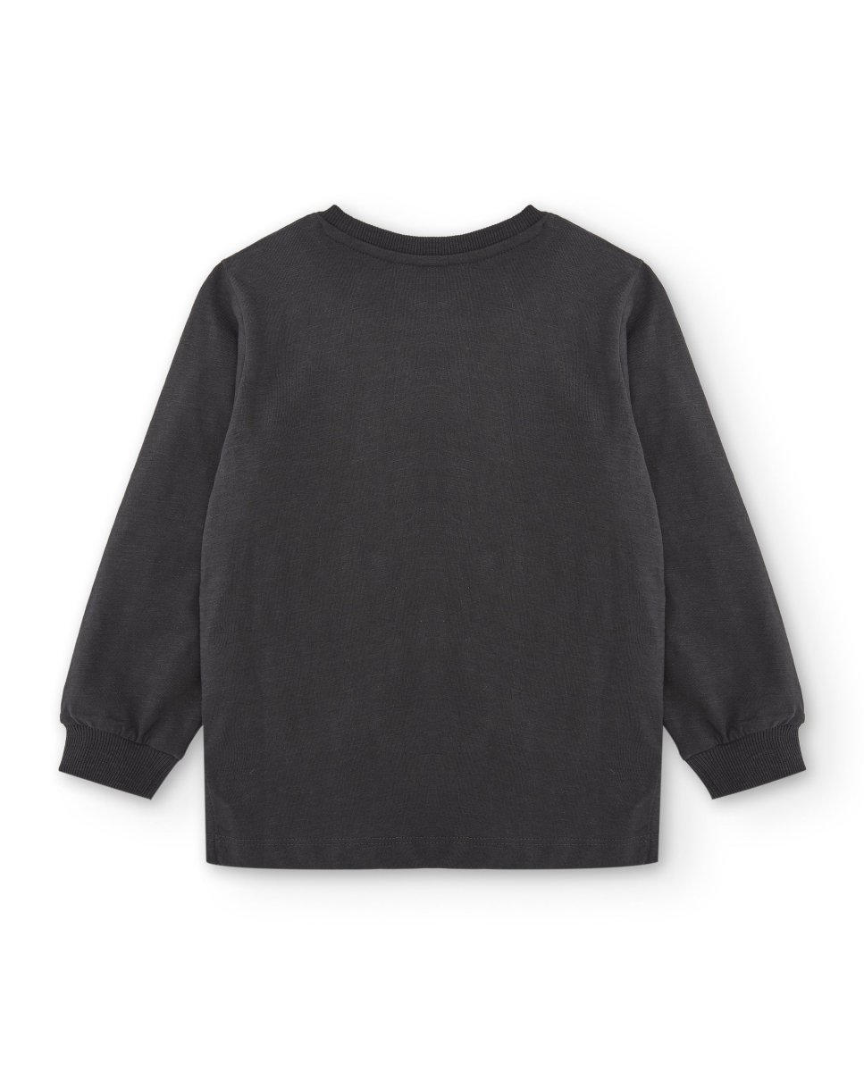 Camiseta manga larga de niño antracita esqueletos - Imagen 4