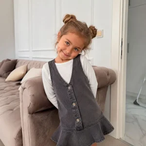Vestido pichi niña denim gris