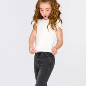 Camiseta niña crudo corazón dorado