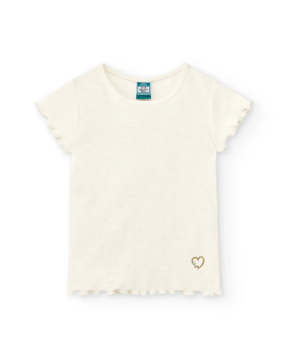 Camiseta niña crudo corazón dorado - Imagen 3