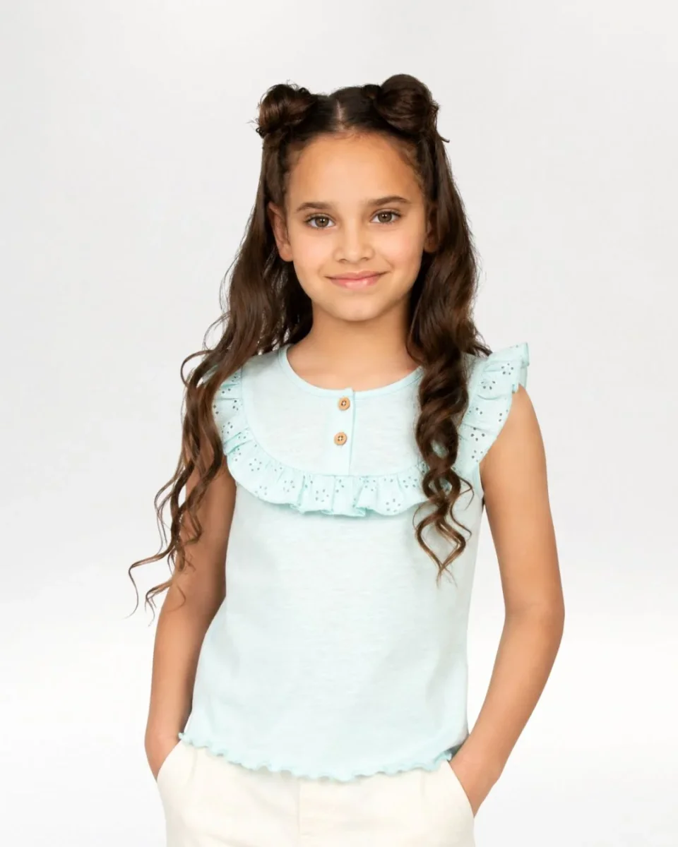 Camiseta de niña aguamarina - Imagen 2