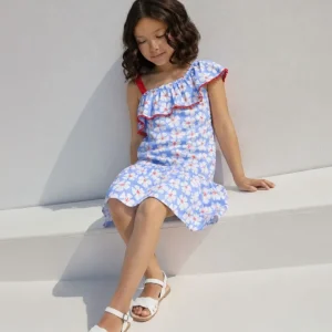 Vestido niña azul flores