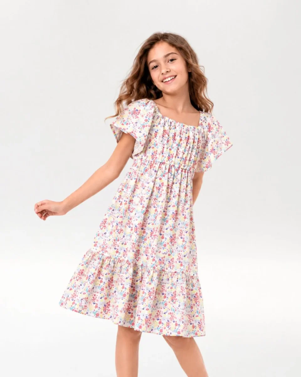 Vestido niña floral manga corta