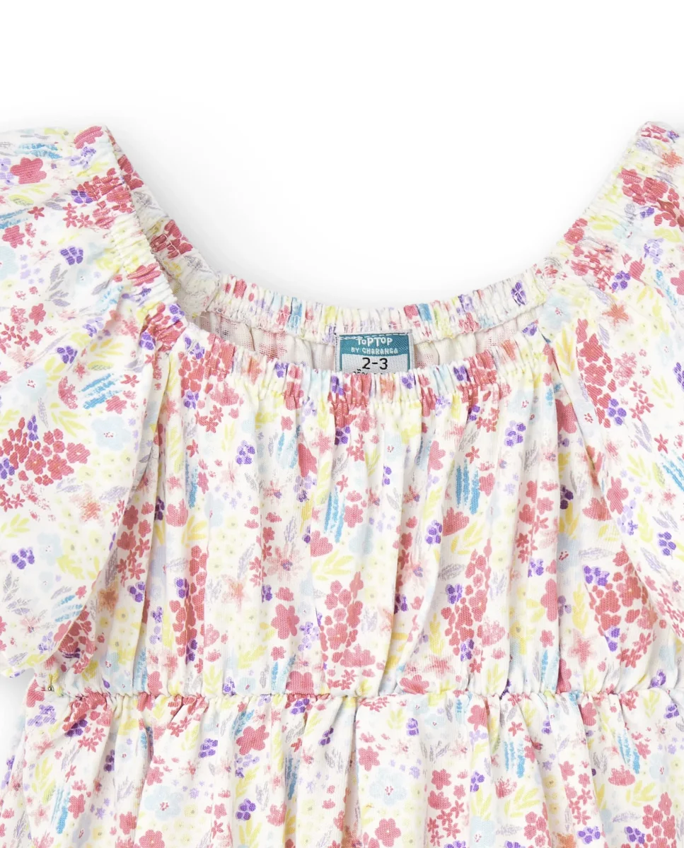 Vestido niña floral manga corta - Imagen 5