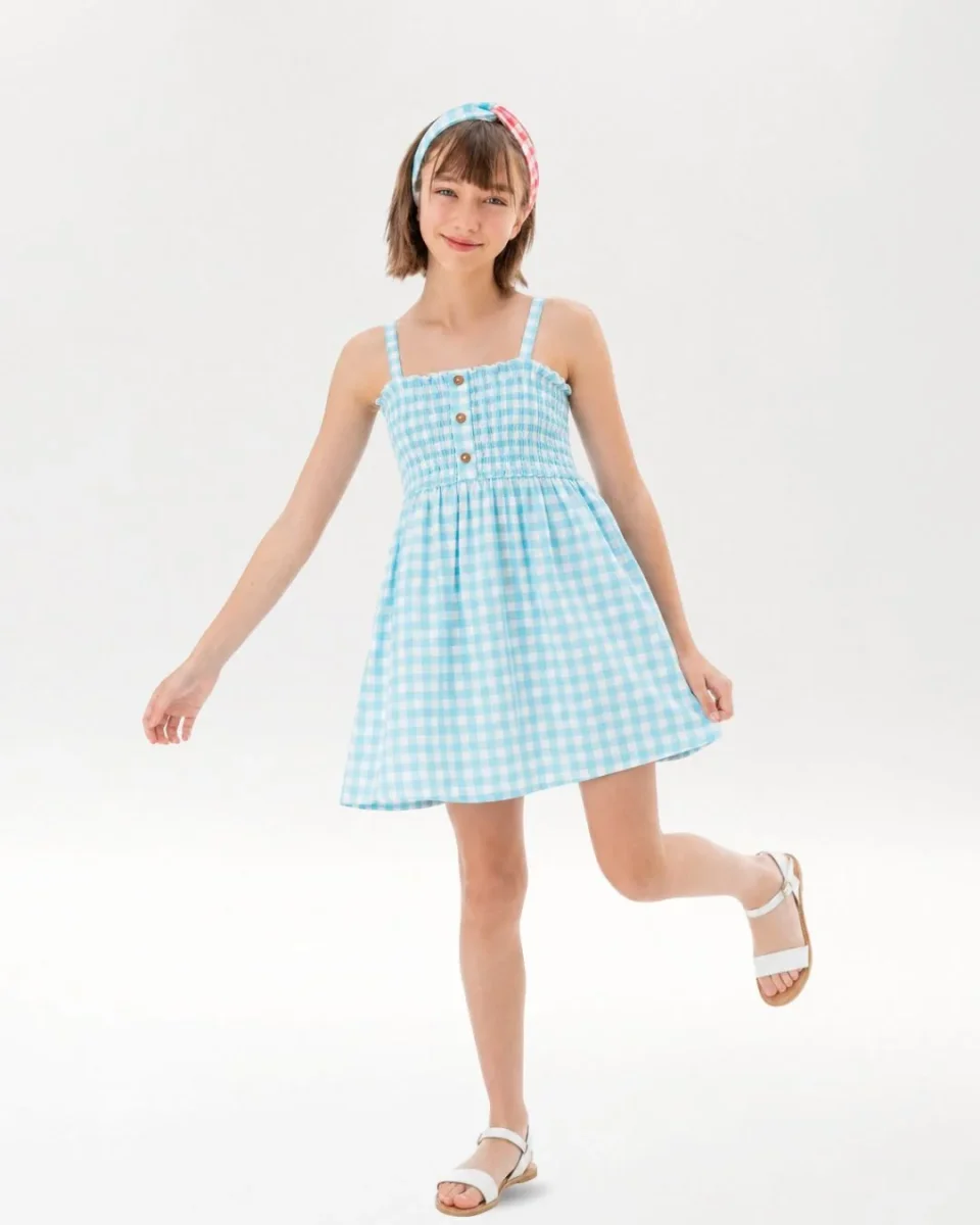 Vestido niña vichy con diadema - Imagen 7