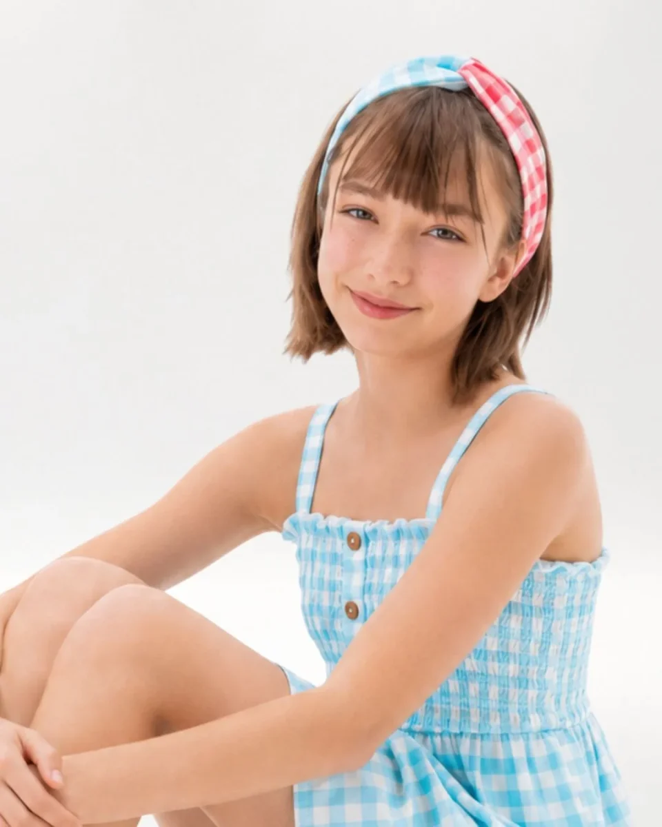 Vestido niña vichy con diadema - Imagen 4