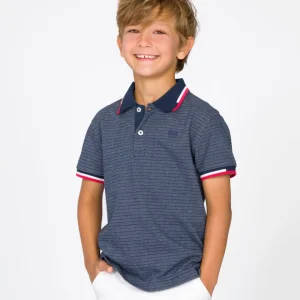 Polo niño marino rayas manga corta