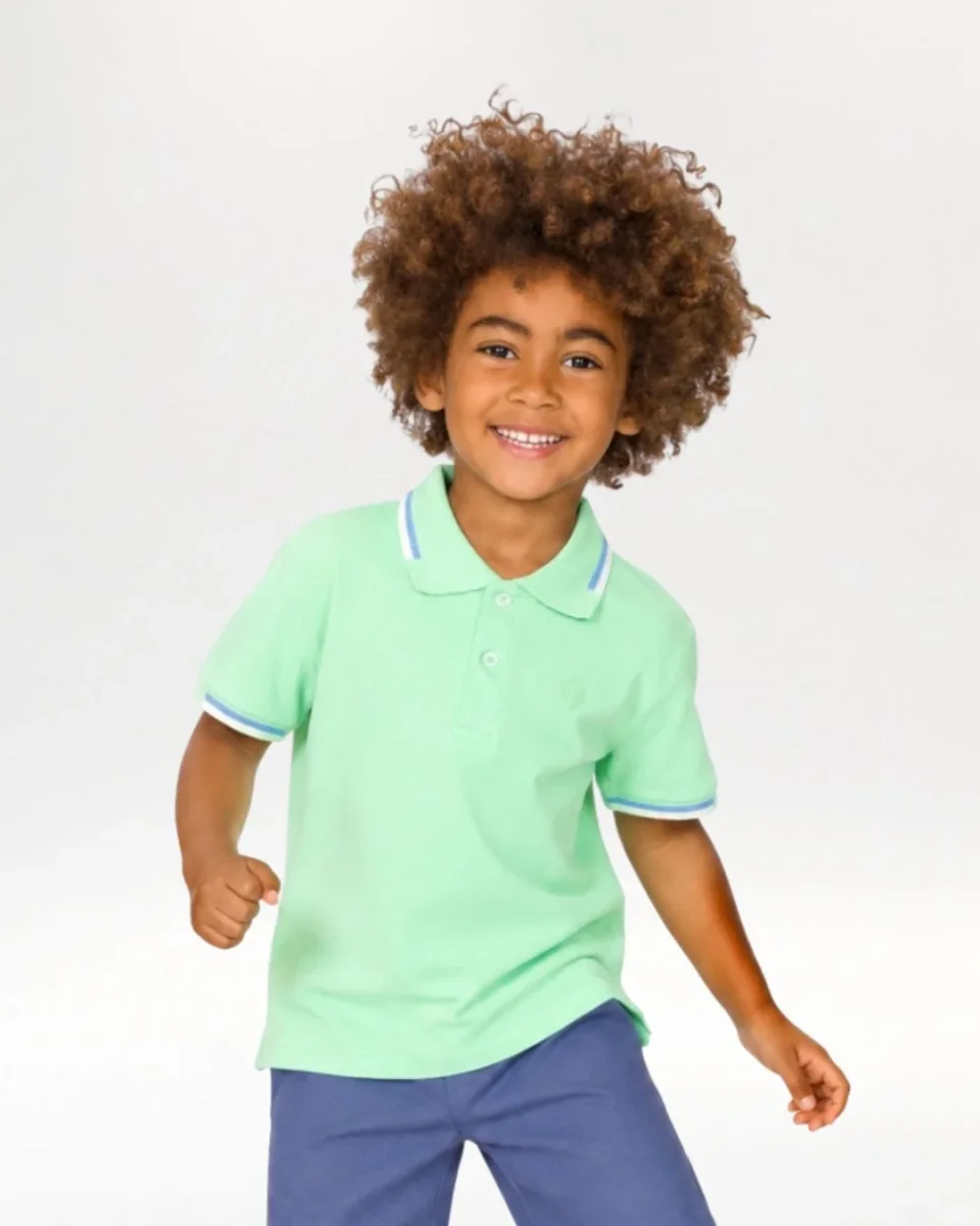 Polo de niño verde manga corta