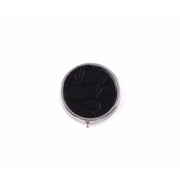 Pastillero metálico con tapa en piel color taupe o negro - Imagen 4