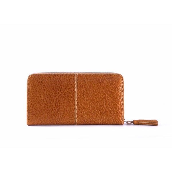 Billetera cremallera en piel Nilo camel para mujer - Imagen 3