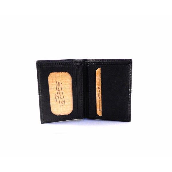 Billetero en piel Nilo pespuntes para hombre color negro - Imagen 4