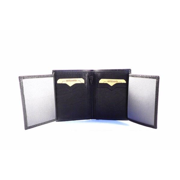 Billetero en piel Nilo pespuntes para hombre color negro - Imagen 5