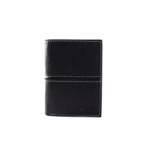 Billetero en piel Nilo pespuntes para hombre color negro