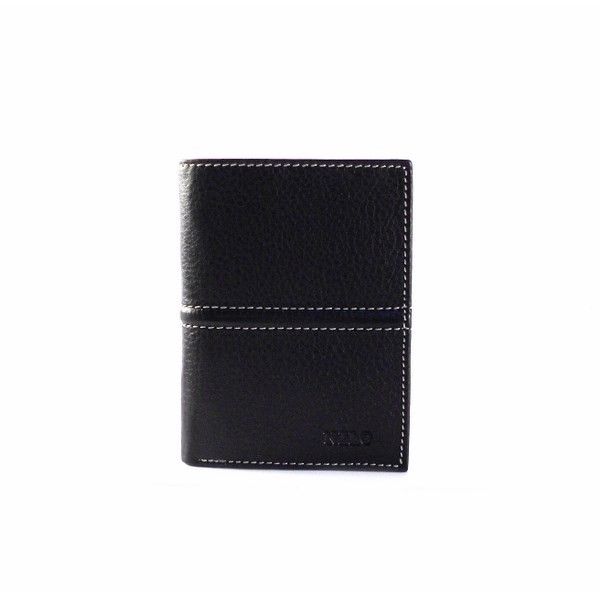 Billetero en piel Nilo pespuntes para hombre color negro