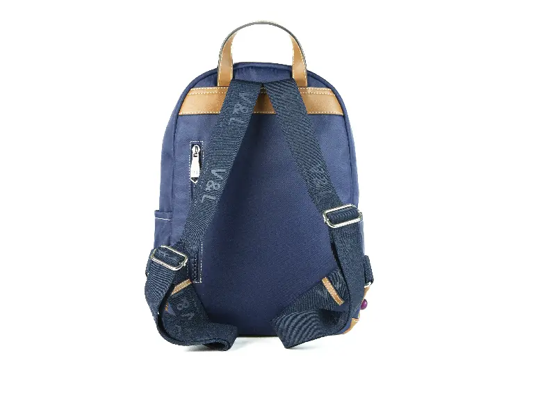 Mochila VICTORIO & LUCCHINO · Color Azul y Cuero · Coleccion Nilo - Imagen 4