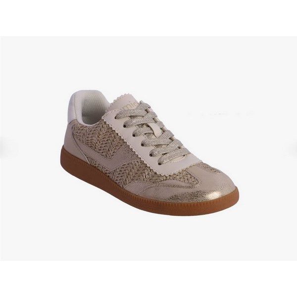 Zapatillas deportivas mujer AMICHI oro con rafia - Imagen 4