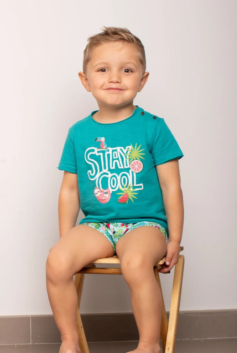 Camiseta de bebé turquesa "Stay cool"