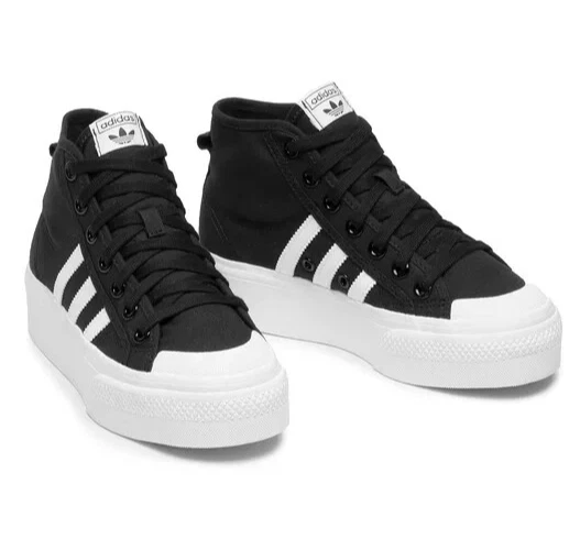 Zapatillas adidas Nizza Platform Mid FY2783 Mujer Talla 38 Negro Blanco Plataforma - Imagen 3