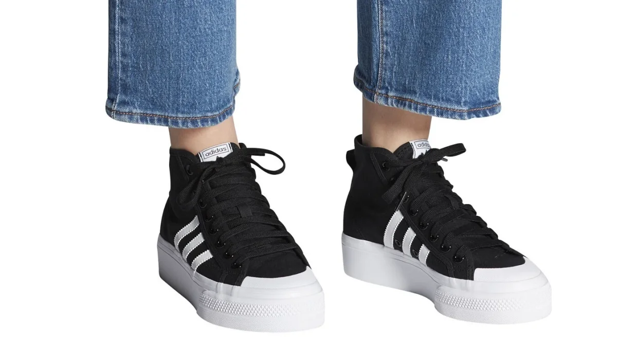 Zapatillas adidas Nizza Platform Mid FY2783 Mujer Talla 38 Negro Blanco Plataforma - Imagen 4
