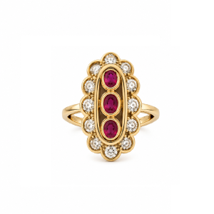 Anillo vintage Carrera&Carrera oro amarillo, rubí y diamantes- circa 1980