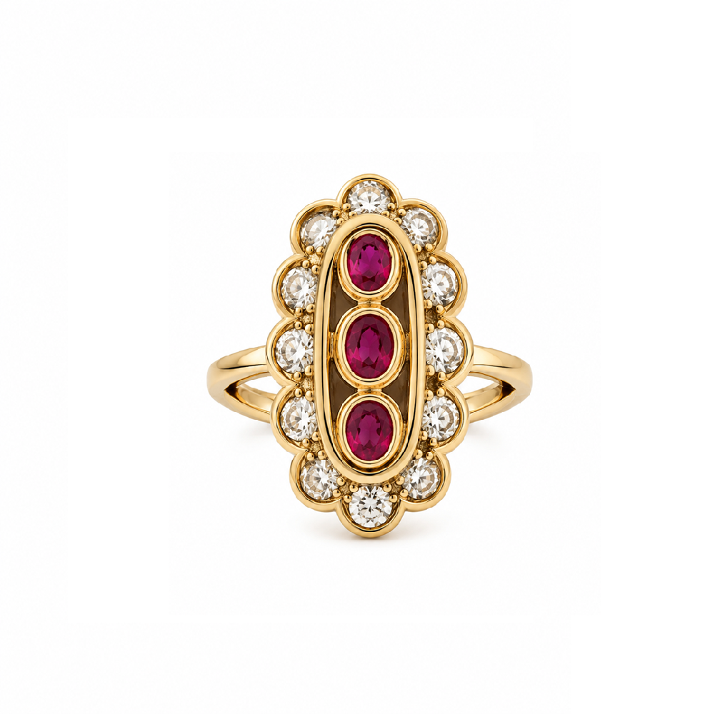 Anillo vintage Carrera&Carrera oro amarillo, rubí y diamantes- circa 1980