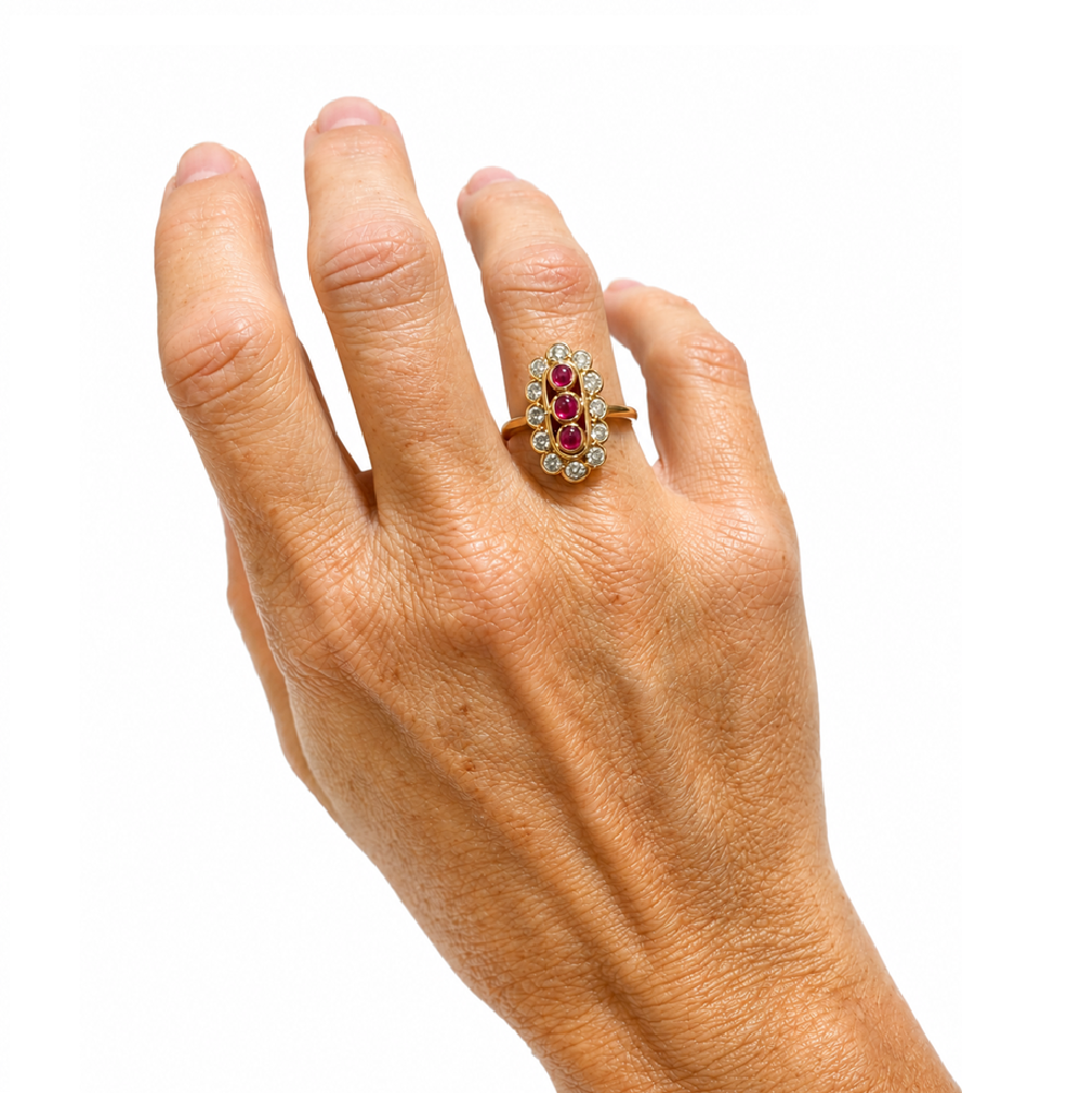 Anillo vintage Carrera&Carrera oro amarillo, rubí y diamantes- circa 1980 - Imagen 5
