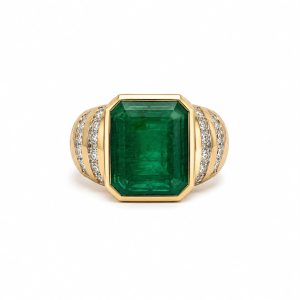 Anillo vintage gran esmeralda-circa 1980