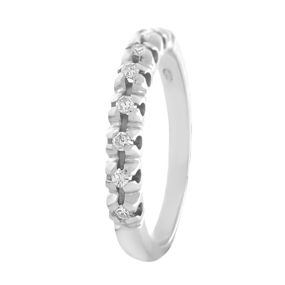 Anillo media alianza diamantes 0.10 kt - Imagen 3