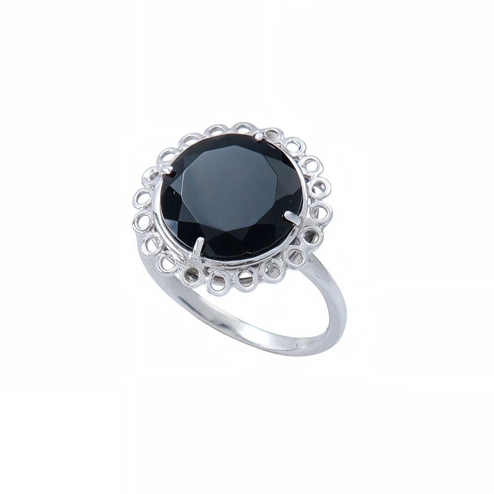 Anillo rosetón oro y ónix - Imagen 2