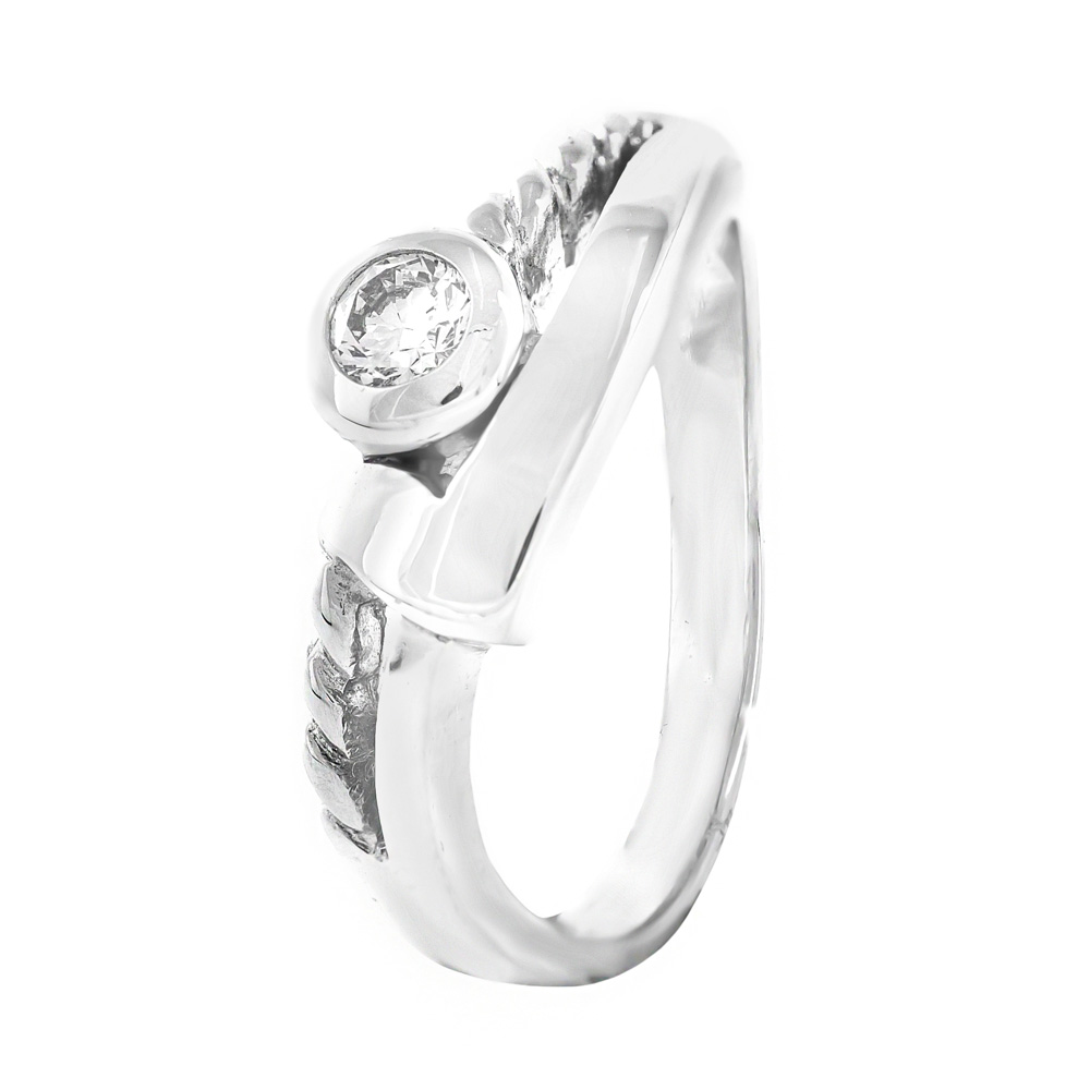 Anillo solitario trenzado 0.20cts - Imagen 3
